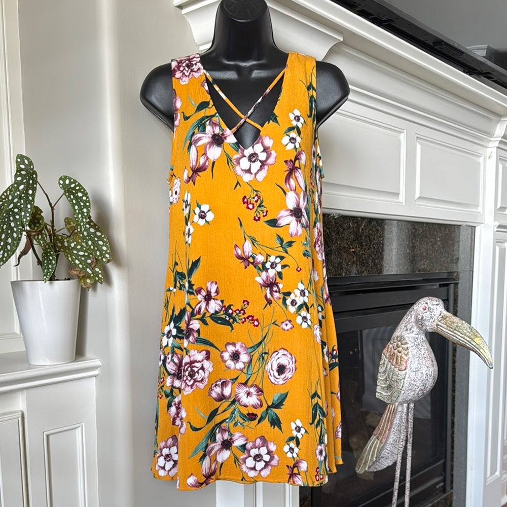 Floral Yellow Sleeveless Dress